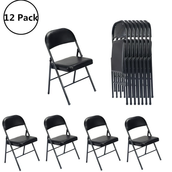 UBesGoo 4/6/8/12-Pack Folding Chairs Padded Seat, Home Office Party Use Black