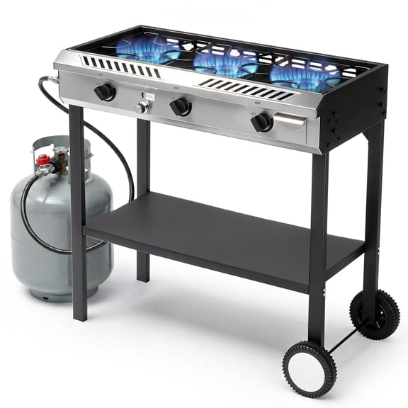 UBesGoo 3-Burner Propane Griddle with Ceramic Coating & Foldable Design