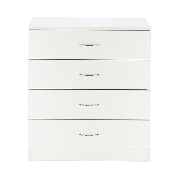 UBesGoo 4-Drawer Dresser Pure White with Metal Handles Bedside Night Stand Bedroom, White