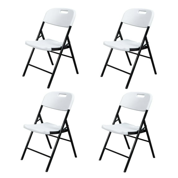 UBesGoo 4 Pack Folding Chair,Portable HDPE Plastic Seat with Reinforced Steel Frame,Commercial Stackable Foldable Chairs for Indoor and Outdoor,Events,Wedding,Party,Dining, 350lb Capacity