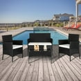 thumbnail image 1 of UBesGoo 4-Piece Outdoor Conversation Set, Rasttan Bistro Set for Outdoor, PE Wicker with Cushions, Rattan Patio Furniture Set w/ Glass Table Top, Black, 1 of 10