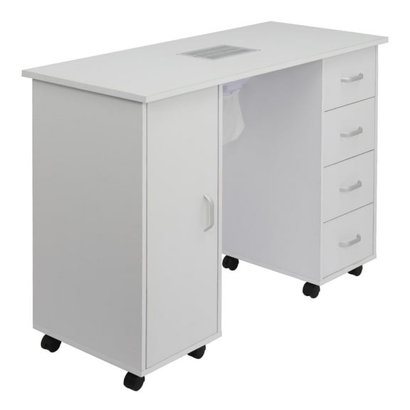 UBesGoo 4 Removable Drawers Professional Nail Table with Fan,White