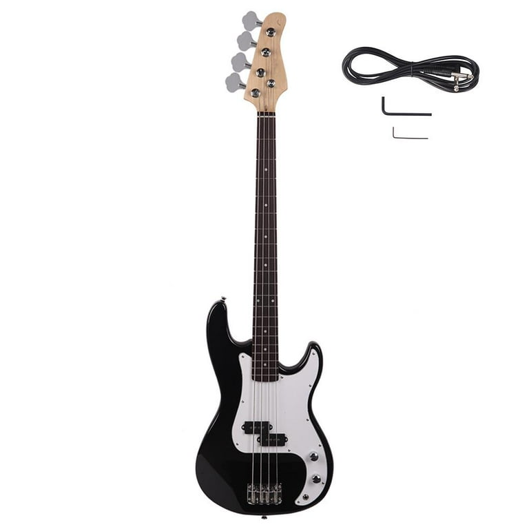 UBesGoo 4 String Beginner Electric Bass Guitar 5 Color With 1 x Power Wire And 2 x Tools Black