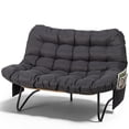 thumbnail image 1 of UBesGoo 52.4in Papasan Chair Curved Rattan Loveseat with Side Pockets, Dark Grey, 1 of 13