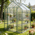 thumbnail image 1 of UBesGoo 56" Walk-in Greenhouse with 8 Shelves, PVC Cover, Indoor Outdoor, Transparent, 1 of 9