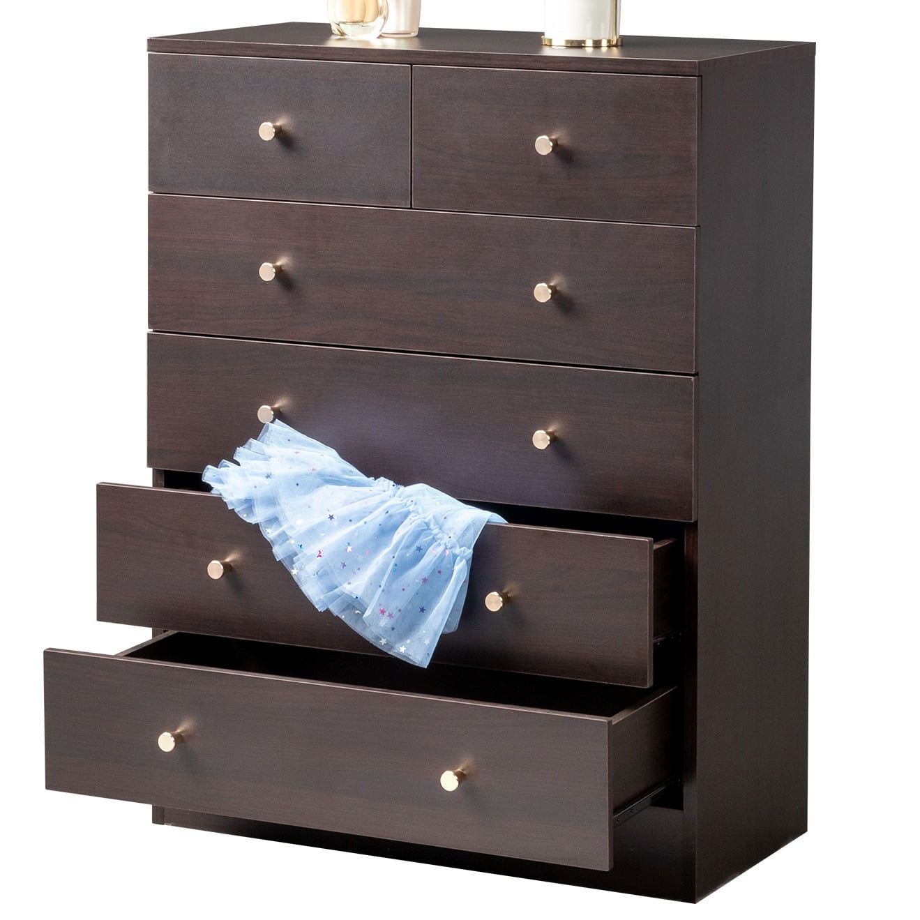 UBesGoo 6 Drawer Wood Dresser for Bedroom, Chest of Drawers, Storage ...
