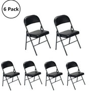 UBesGoo 6 Pack Folding Chairs Cushioned Padded Seat Wedding Chairs with Metal Frame Home Office Party Use Black