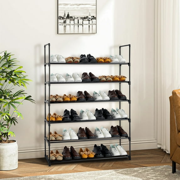 UBesGoo 6-Shelf Shoe Rack Metal Shoe Shelf Shoe Storage Organizer Hold up to 30 Pairs Shoes for Closet Entryway, Black Finish
