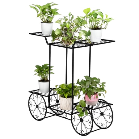 UBesGoo 6-Tier Black Metal Plant Stand Holder, Iron Art Flower Pot Holder, Display Shelf for Living Room, Bedroom
