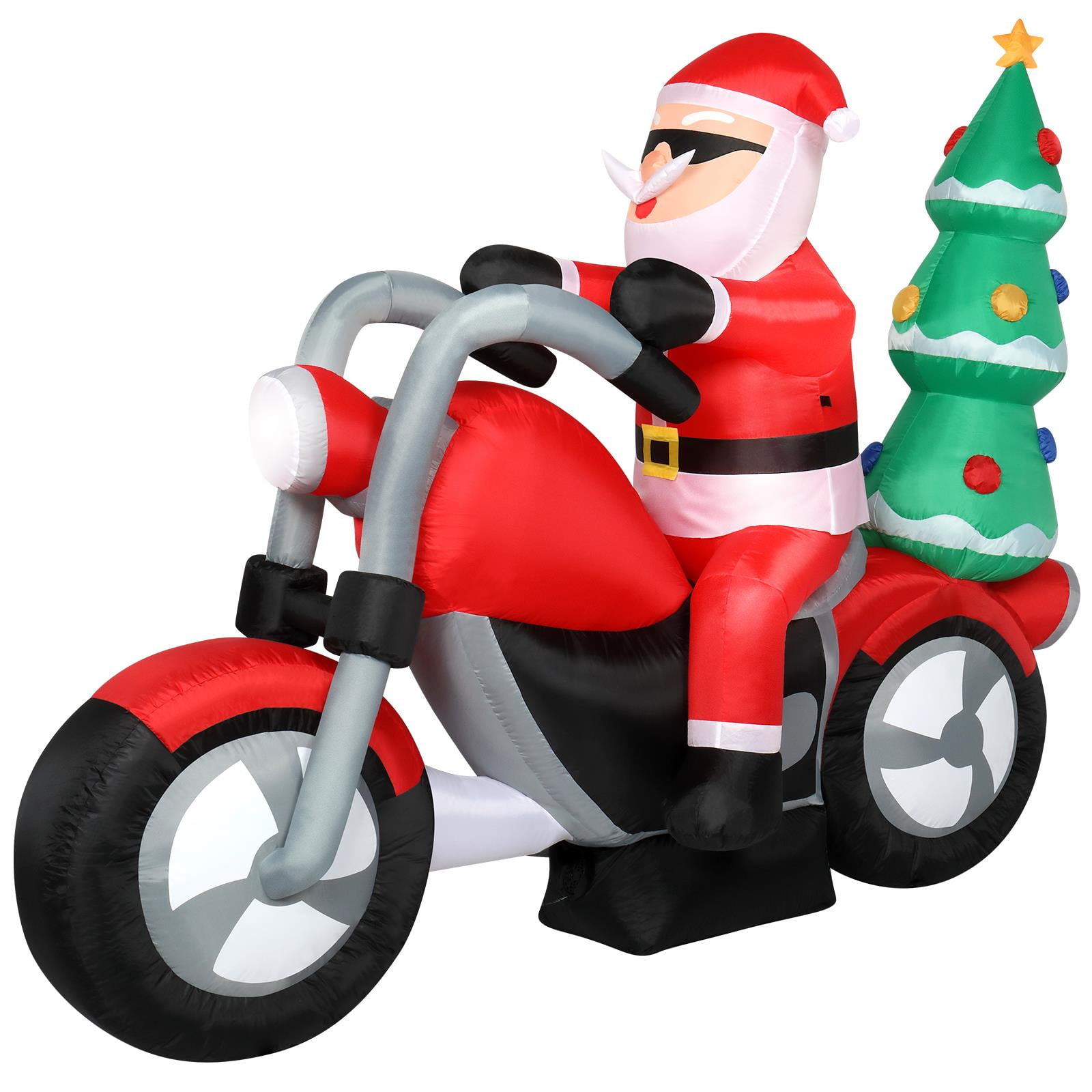 UBesGoo 6Ft Inflatable Christmas Santa on Motorcycle with A Christmas