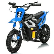 UBesGoo Electric Dirt Bike, 24V 250W Ride on Toys for Big Kids with Music & Bluetooth, 14 mph Twist-Grip Throttle & Hand-Operated Rear Brake, Blue