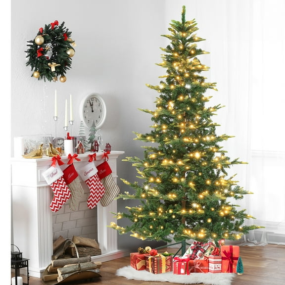 UBesGoo 6ft Christmas Tree, Artificial Tree with 380 LEDs & Remote, Green