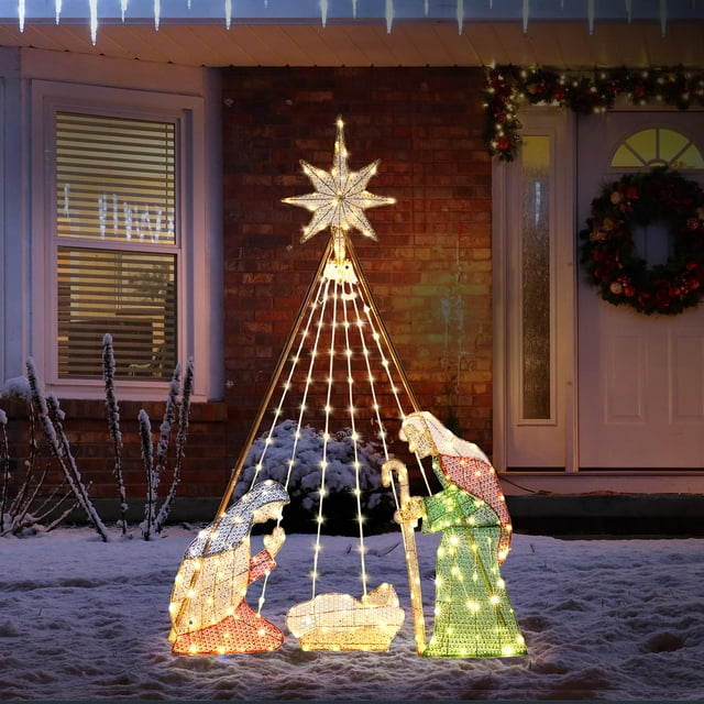 UBesGoo 6ft Outdoor Nativity Set LightUp Nativity Scene Christmas