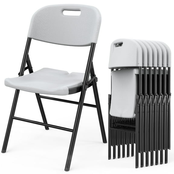 UBesGoo 6pcs White Blow Molded Curved Back Patio Folding Chairs