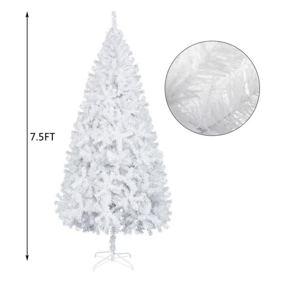UBesGoo 7.5' Artificial Christmas Palm Tree Premium Spruce with Metal Stand 1200 Tips White