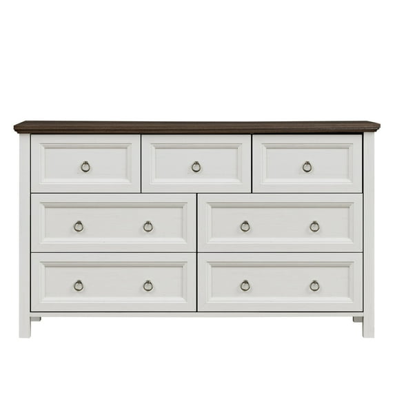 UBesGoo 7 Drawer Double Dresser, Kids Dresser, Nursery Dresser Drawer Organizer, Chest Of Drawers, Walnut