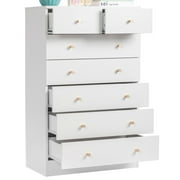 UBesGoo 7 Drawer Wood Dresser for Bedroom, Chest of Drawers, Storage Organization Unit for Clothing, White