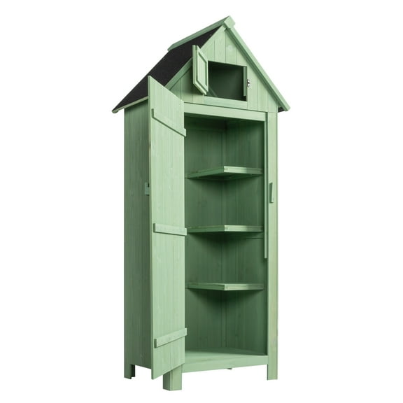 UBesGoo 70'' Garden Shed Storage Cabinet Tool Shed w/ Asphalt Roof for Outdoor Garden Patio Backyard,Green