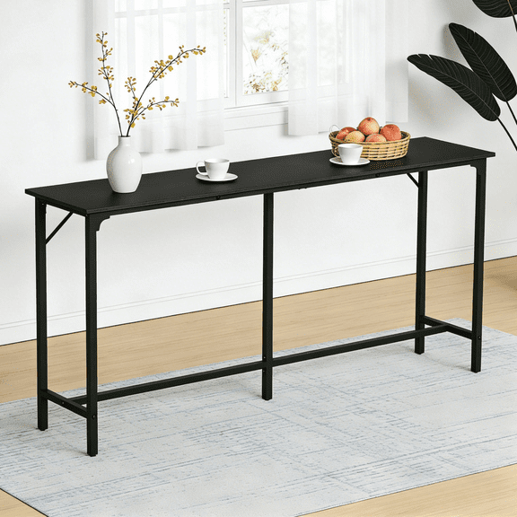 UBesGoo 71" Modern Bar Table, Counter Height Dining Table with Footrest Pub Table for Kitchen Island, Dining Room, Bar, Black