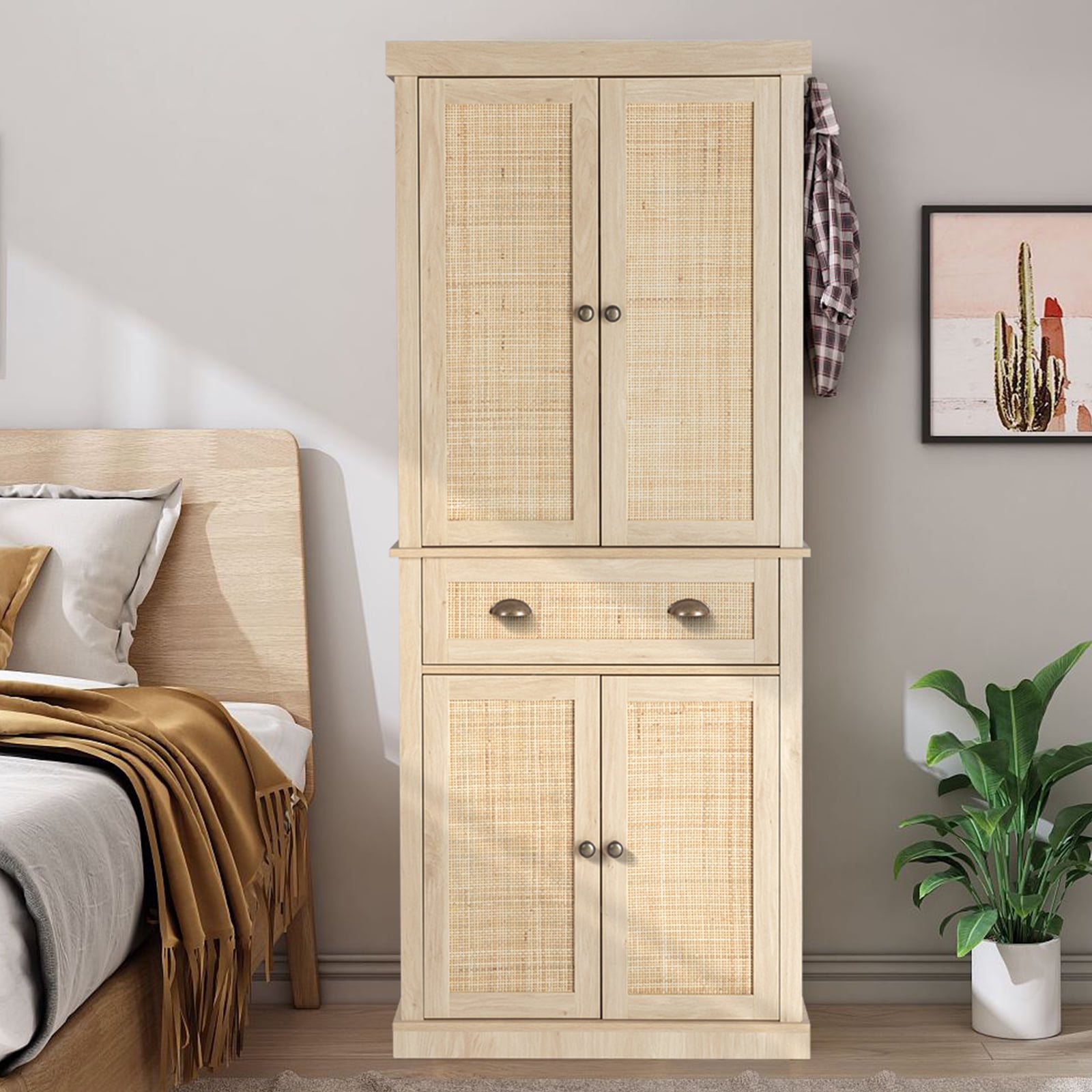 UBesGoo 72" H Wardrobe Armoire, Kitchen Storage with 1Drawer