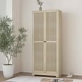 thumbnail image 1 of UBesGoo 72" Traditional Freestanding Kitchen Pantry Cabinet Wardrobe Armoire, Rattan, 1 of 3