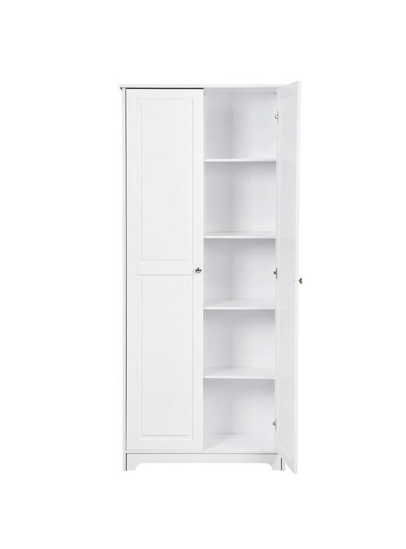 UBesGoo 72" Traditional Freestanding Kitchen Pantry Cabinet Wardrobe Armoire, White