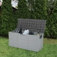 thumbnail image 1 of UBesGoo 75gal Outdoor Garden Plastic Storage Deck Box Chest Tools Cushions Toys Lockable Seat Grey, 1 of 11