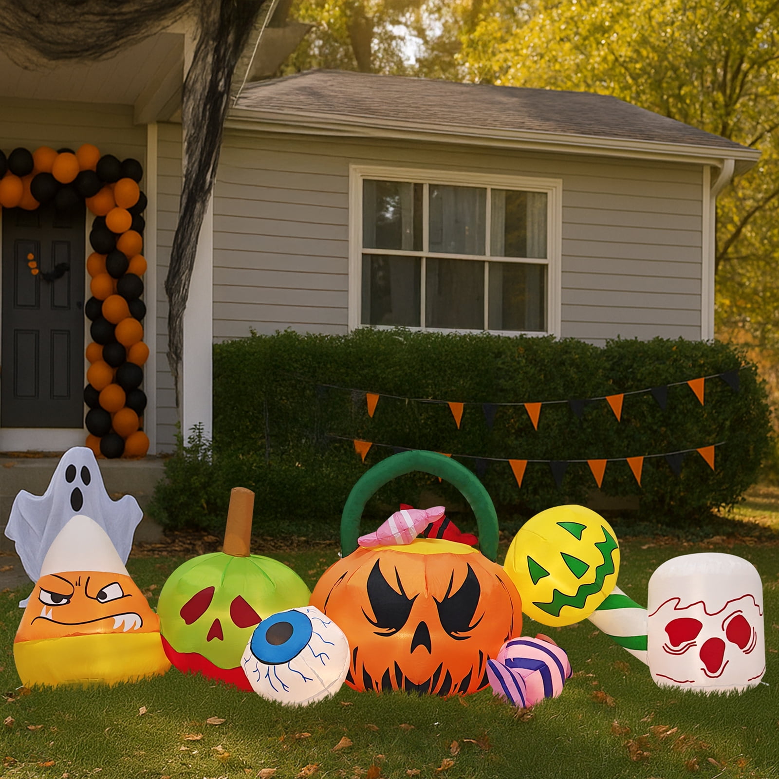UBesGoo 8' Halloween Inflatables Decorations, Pumpkins Eyeball Candy ...
