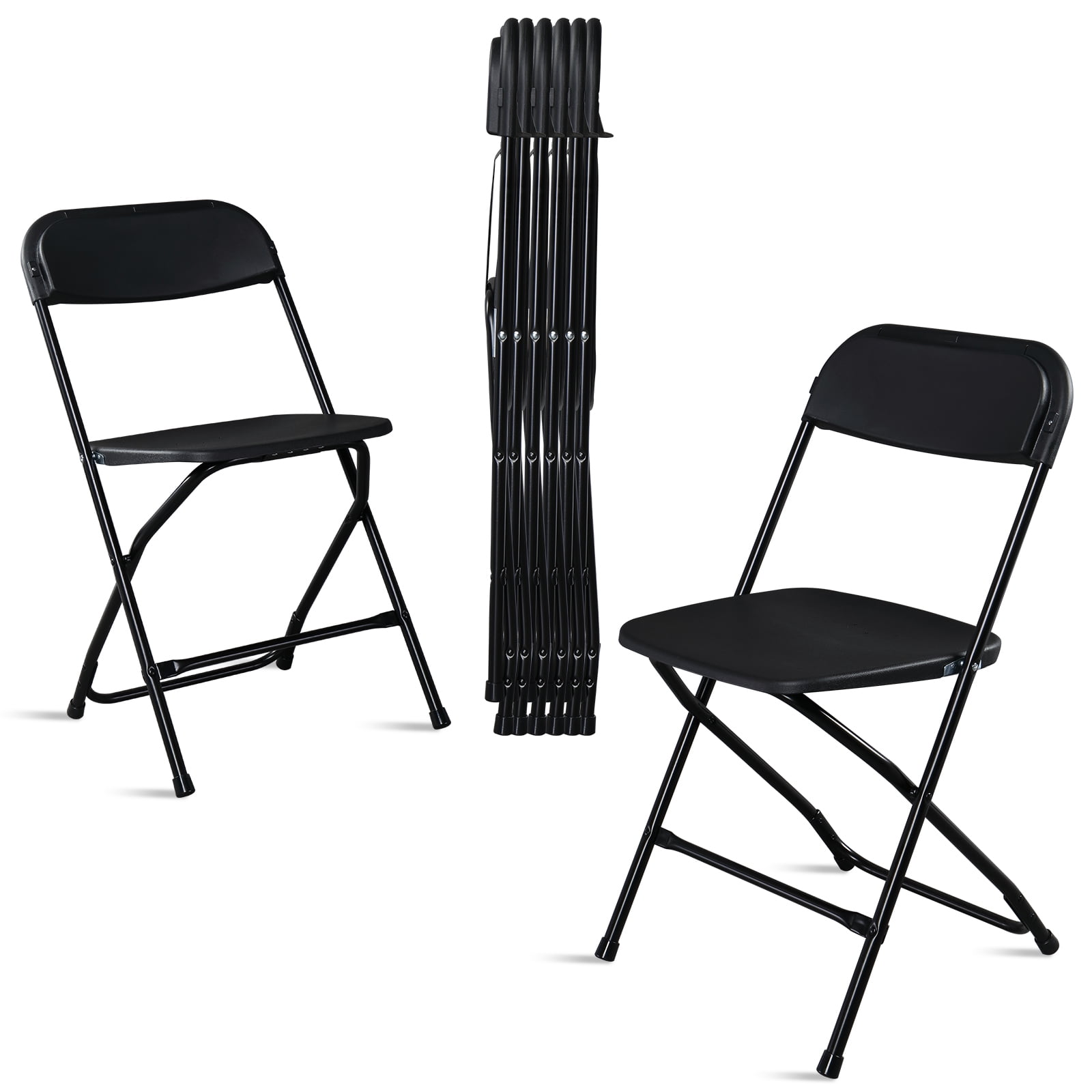 UBesGoo 8 Pack Classic Folding Chairs Heavy Duty Frame Commercial Seat with Steel Frame for Dining Wedding Black