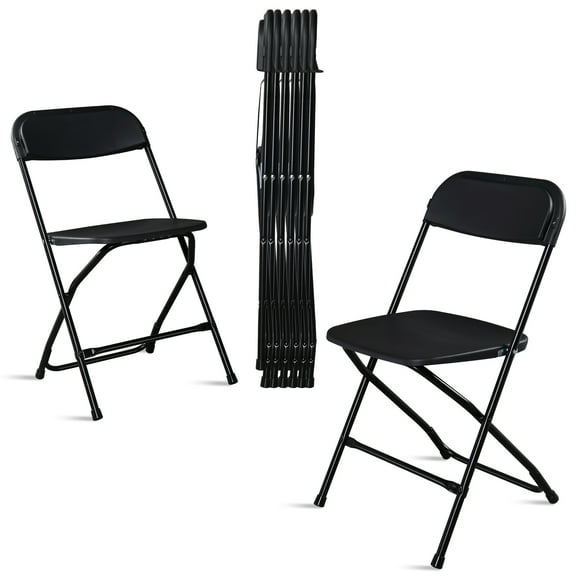 UBesGoo 8 Pack Classic Folding Chairs, Heavy Duty Frame, Commercial Seat with Steel Frame, for Dining Wedding, Black