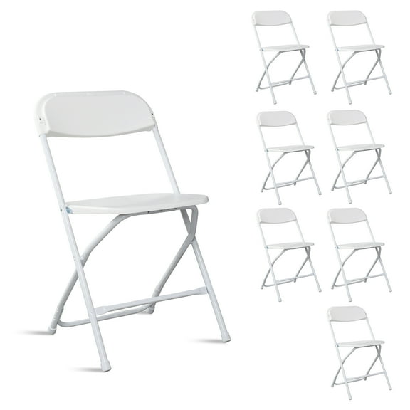 UBesGoo 8 Packs Platsic Folding Chair, Skatable Chairs, Extra Seats for Events, White