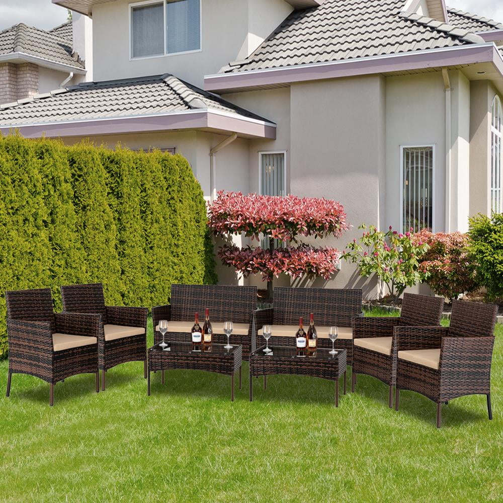 UBesGoo 8Piece Outdoor Patio Rattan Wicker Furniture Set, Backyard