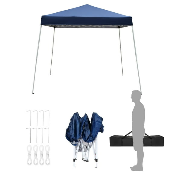 UBesGoo  8' x 8' Pop Up Canopy Tent Ez Up Portable Uv Coated Outdoor Garden with Carry Bag Blue