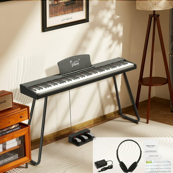 UBesGoo 88-Key Electric Piano Semi-Weighted w/Triple Pedal, Headphone, Bluetooth MIDI, Black
