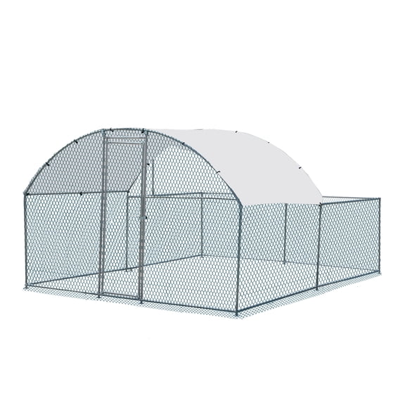 UBesGoo 9.8ft Dome Poultry Cage, Heavy Duty Walk-in Metal Coop with UV/Waterproof Cover for Yard