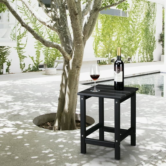 UBesGoo Adirondack Square Side Table HDPE Weather Resistant End Table Outdoor Coffee Table, Black