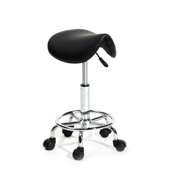 UBesGoo Adjustable PU Leather Salon Stool Hydraulic Rotation Bar Stool Black