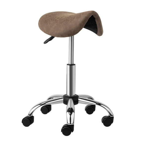 UBesGoo Adjustable Salon Stool Chair, 360° Swivel Rolling Stool, Hydraulic Ergonomic Bar Stool, Walnut
