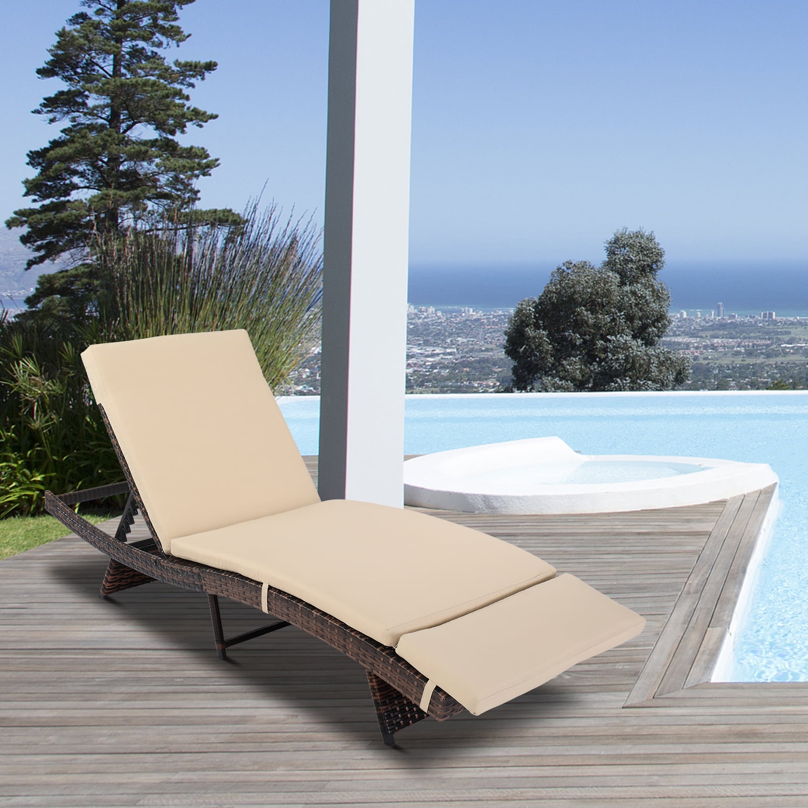 UBesGoo All Weather Outdoor Patio Chaise Lounge Chair Adjustable with ...
