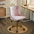thumbnail image 1 of UBesGoo Armless Office Chair Flannel Computer Task Chair Adjustable Swivel Vanity Chair with Ergonomic Backrests and Wheels for Conference and Home Light Pink & Gold, 1 of 9