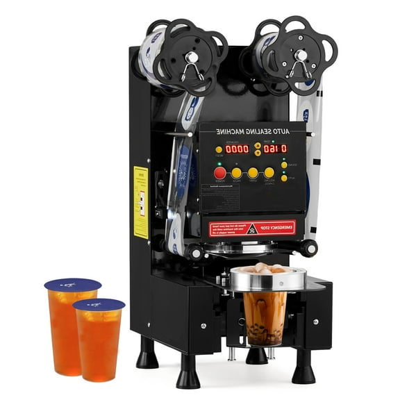 UBesGoo Automatic Cup Sealer Machine, 500-600 Cups/H with LCD Digital Control, Black