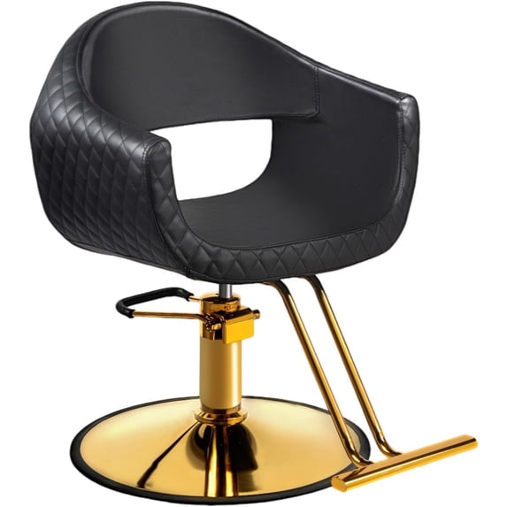 UBesGoo Barber Chair, Heavy Duty Hydraulic Salon Styling Chair, 360° Swivel with Footrest, Black & Gold