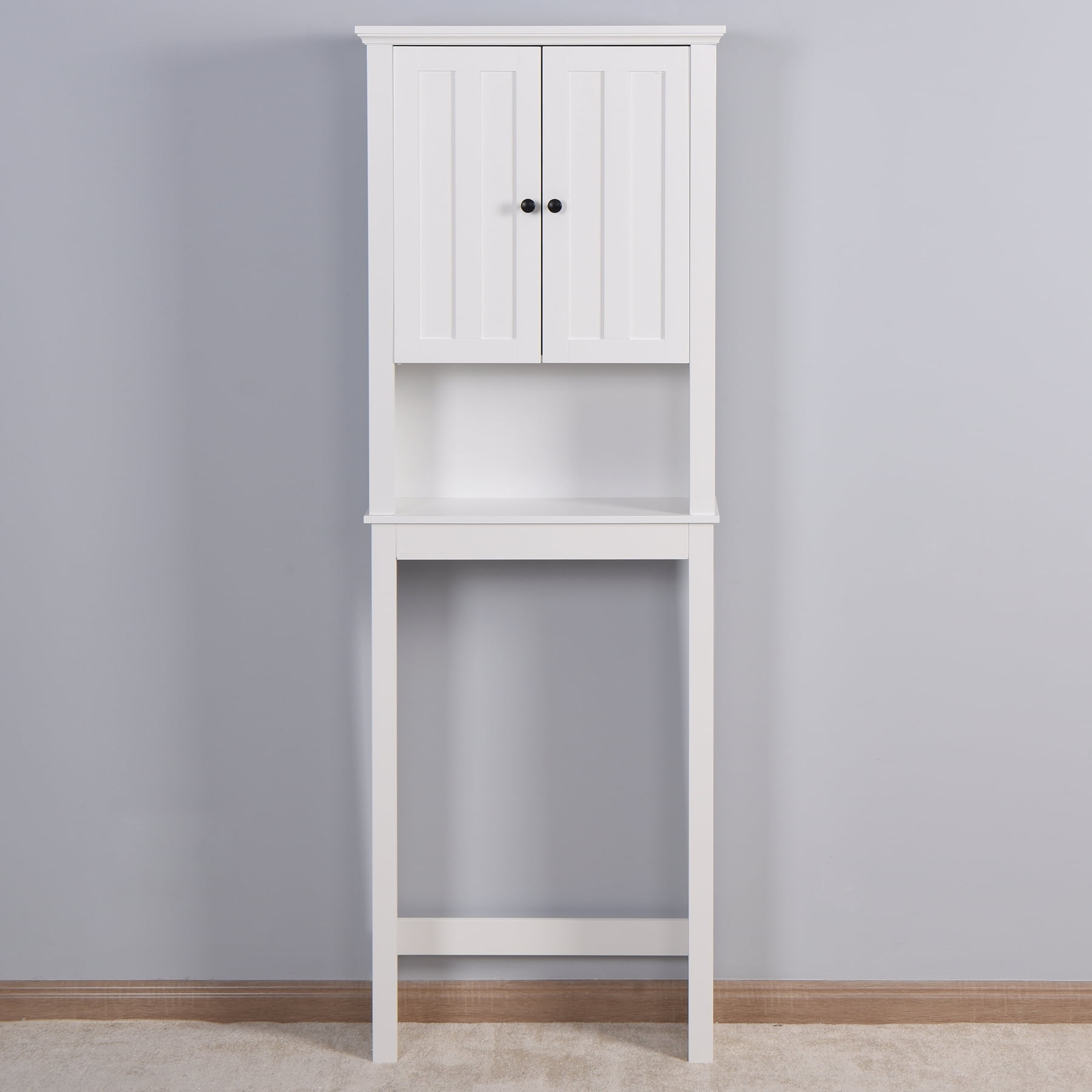 UBesGoo Bathroom Cabinet, Bathroom Space Saver, Over The Toilet Storage with 2-Door Adjustable Shelves, White