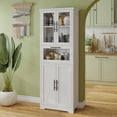 thumbnail image 1 of UBesGoo Bathroom Cabinet Tall, Storage Cabinet, Floor White Wooden Kitchen Cupboard with 4 Doors, 1 Drawer & Adjustable Shelf, 1 of 9
