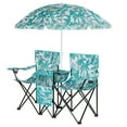 thumbnail image 1 of UBesGoo, Beach Chair,  Two Seat Portable Chair, Folding Chairs for Outside with Umbrella, Fishing Chair with Canopy, With Bag, Blue Green Coconut Tree, 1 of 7
