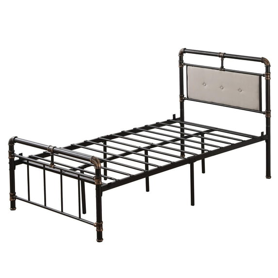 UBesGoo Black Metal Bed Frame Twin Size with Headboard and Footboard Single Platform