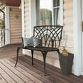thumbnail image 1 of UBesGoo Bronze Metal Bench Chair For Backyard & Porch & Path, Garden Patio Bench with Orchid Backrest, 38'', 1 of 13