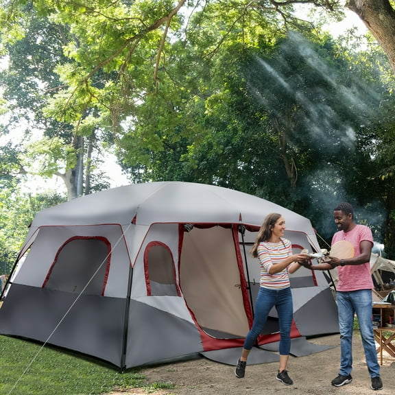 UBesGoo Camp Tent 10 Person Camping Tents, 2 Room Water Resistant Family Tent with Top Rainfly