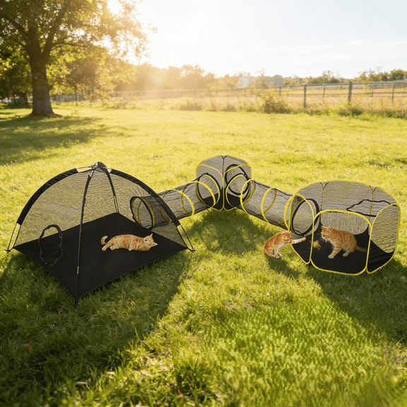 UBesGoo Cat Enclosures for Outside, Portable Cat Tent for Dogs and Small Animals, Cat Outdoor Tent with Foldable Bag(Orange)