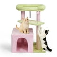 thumbnail image 1 of UBesGoo Cat Tree, 33in Multi-Level Tower for Play & Rest with Scratching Post, Curved Perch & Plush Bed，Pink, 1 of 9